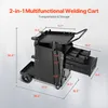 A black welding cart with dimensions labeled. Produktbild-Vorschau