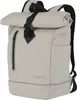 A beige roll-top rucksack with black straps and buckles, shown from the front. Voir les images du produit
