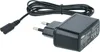 A black power adapter with a coiled cable and a two-pin plug. Produktbild-Vorschau