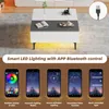 A modern coffee table with LED lighting, shown with app interface examples. Náhled obrázku produktu