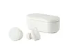 A white charging case and two white wireless earbuds are displayed against a white background. Produktbild-Vorschau