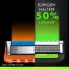 Close-up of a razor head with a gradient background highlighting a feature. Produktbild-Vorschau