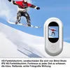 A snowboarder in mid-air with a small action camera in the foreground. Produktbild-Vorschau