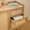CALICOSY - Commode 1 porte 3 tiroirs avec façades en rotin Voir les images du produit 3