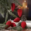 Christbaumschmuck ZAPFEN - Weihnachtsbaumschmuck - bruchfest - glitzernd - H: 8cm - rot - 6er Set Produktbild-Vorschau