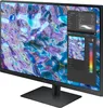 A Samsung monitor displaying a colorful abstract wallpaper and software interface. Produktbild-Vorschau