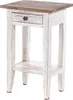 A white and brown wooden side table with a drawer and a shelf. Náhled obrázku produktu