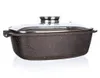 A brown casserole dish with a glass lid and silver accents, shown from the side against a white background. Podgląd zdjęcia produktu