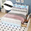A bedroom scene featuring a white upholstered bed with storage drawers and LED lighting. Náhľad obrázku produktu