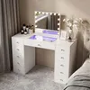 Tocador VANITII con espejo, iluminación LED, 11 cajones, Vista previa de la imagen del producto 2