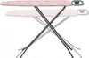 An ironing board shown from a slightly elevated, diagonal angle against a white background. The ironing board has a pink and white patterned cover and black metal legs. There are ghosted images of the ironing board at different heights, suggesting adjustab Produktbild-Vorschau