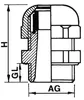 A cross-section diagram of a cable gland with dimensions labeled. Produktbild-Vorschau