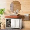 A modern bathroom vanity with a sink and mirror, featuring wooden wall paneling and a plant. Náhľad obrázku produktu