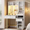 Merax Schminktisch mit LED, 3 Schubladen, Glasvitrine, Produktbild-Vorschau 4