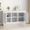 A white sideboard with its doors open, displaying shelves with decorative items. Náhľad obrázku produktu