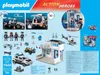 A collage of Playmobil police-themed toys, including police cars, a police station, figures, and accessories. Produktbild-Vorschau