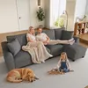Merax L-Form Ecksofa 4 Sitzer, Chenille Sofa Mit Produktbild-Vorschau 2