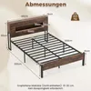 COSTWAY Postel 200x140cm, plošinová postel s LED Náhled obrázku produktu 3