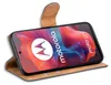 A flip case for a smartphone is shown open, displaying the phone's screen. Produktbild-Vorschau