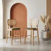 Set 2 sgabelli da bar in legno di hevea con impagliatura e Anteprima dell’immagine prodotto 7