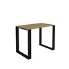 A product shot of a table with a wooden top and black metal legs, isolated on a white background. Náhľad obrázku produktu