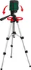 A green and black laser level mounted on a silver tripod. Produktbild-Vorschau