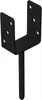 A black metal U-shaped post anchor with a rebar-like stake attached to the bottom, isolated on a white background. Podgląd zdjęcia produktu