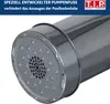 Close-up of the intake end of a stainless steel pump with a perforated grate. Produktbild-Vorschau
