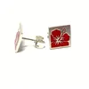Hibiskusblüten Ohrstecker 925/- Silber matt rot Lack Produktbild-Vorschau 3