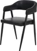 A black armchair with a metal frame, shown from the front. Náhled obrázku produktu