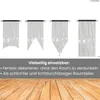 Four different styles of string curtains are displayed against a white background, with a wooden floor at the bottom. Text below describes the versatility of the curtains. Náhľad obrázku produktu