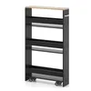 A black four-tier rolling cart with a wood-tone top, shown against a white background. Podgląd zdjęcia produktu