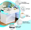 Nachttisch mit LED Licht,Weiß Hochglanz Nachtkommode mit 2 Produktbild-Vorschau 2