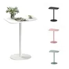 A white side table with a vase of flowers, a magazine, and a cup of coffee on top, shown in the foreground. To the right, three smaller images show the same table design in black, pink, and blue. Anteprima dell’immagine prodotto
