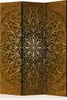 A three-panel room divider with an intricate golden mandala pattern on a dark brown background. Náhľad obrázku produktu