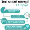 An infographic illustrating how to send a secret message using erasable ink and freezing. Náhľad obrázku produktu