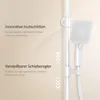 A white shower head and rail system against a light beige background, with German text describing features. Anteprima dell’immagine prodotto