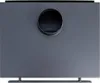 A front view of a gray wood-burning stove with a circular opening in the center. Produktbild-Vorschau