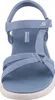 Das Bild zeigt eine blaue Sandale die auf der Innenseite dargestellt ist. Die Sandale hat eine offene Zehenpartie und einen verstellbaren Riemen. Produktbild-Vorschau