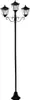 A black, three-headed lamppost on a white background. Produktbild-Vorschau
