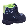 A single blue and green children's boot with a dinosaur pattern, shown from the side against a white background. Produktbild-Vorschau