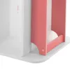 A close-up view of a corner of a pink and white rotating bookshelf for children. Podgląd zdjęcia produktu