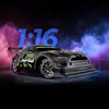 A remote-controlled drift car is shown with dimensions and scale indicated. Produktbild-Vorschau