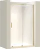 A shower door with gold accents and clear glass, shown in a neutral setting. Náhľad obrázku produktu