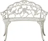 A white metal garden bench with ornate rose detailing. Náhľad obrázku produktu