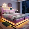 Lit tapissier 180 x 200 cm avec éclairage LED, ports USB et Voir les images du produit 4