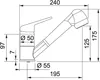 Technical drawing of a faucet with dimensions indicated. Podgląd zdjęcia produktu