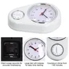 A collage of images showing a white kitchen timer clock with multiple views and close-ups of its features. Náhled obrázku produktu