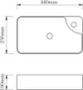 Technical drawing of a sink with dimensions. Náhľad obrázku produktu
