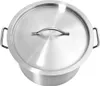 A top-down view of a stainless steel stockpot with a lid. Náhľad obrázku produktu